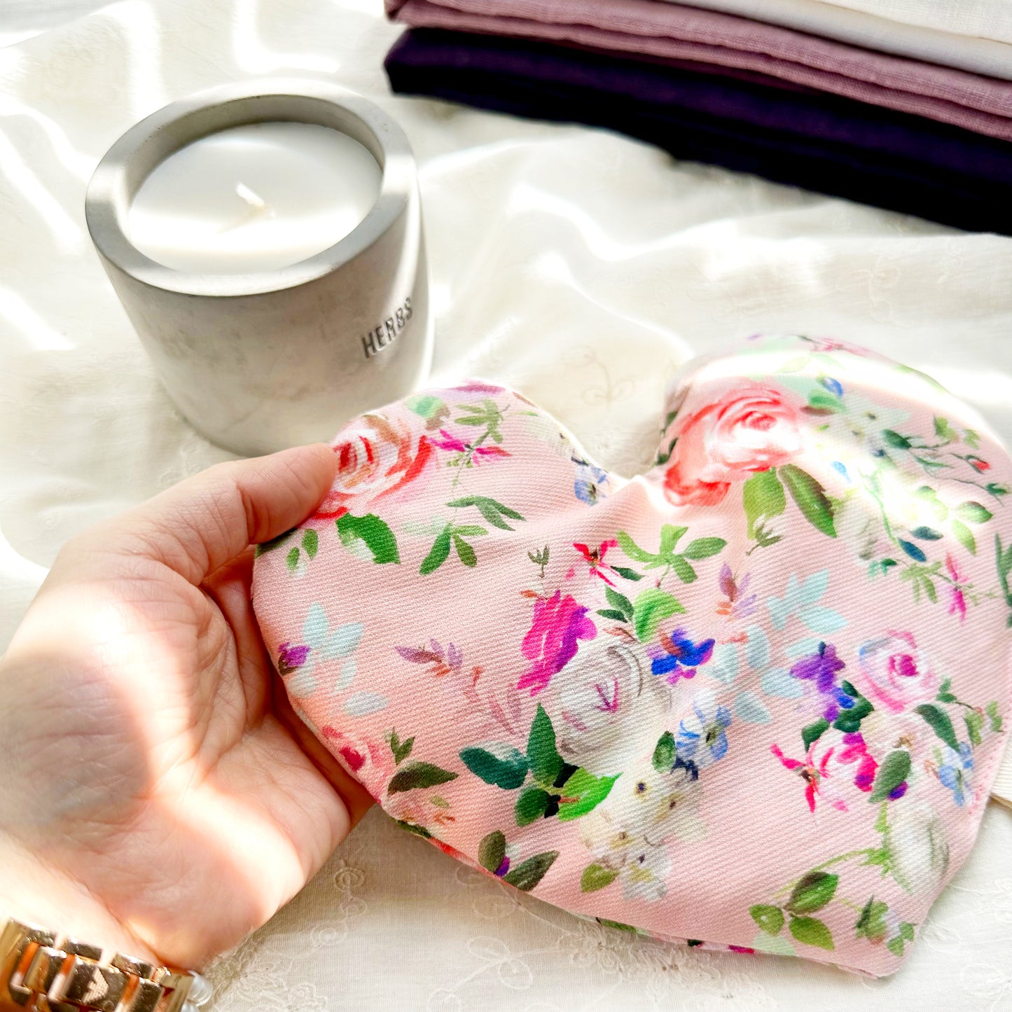 Pink Heart Weighted Eye Pillow (14oz)